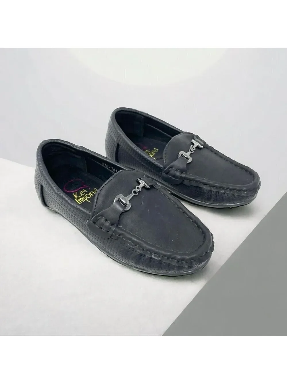 Ket Importa Black Peforated Horsebit Driving Loafers Size 25/ 9 (Little Boy)